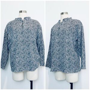 Vintage Cherokee Ditsy Floral Thermal Henley Top Shirt S Oversized